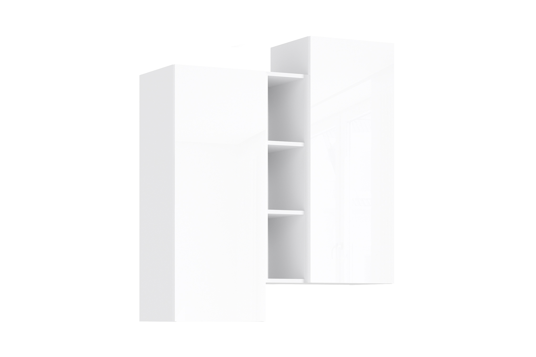 Шкаф подвесной комбинированный Норд белый / белый глянец холодный