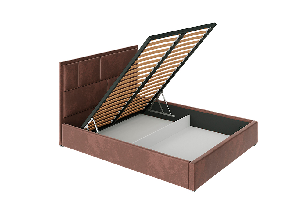 Кровать Стокгольм с подъемным механизмом велюр шоколад