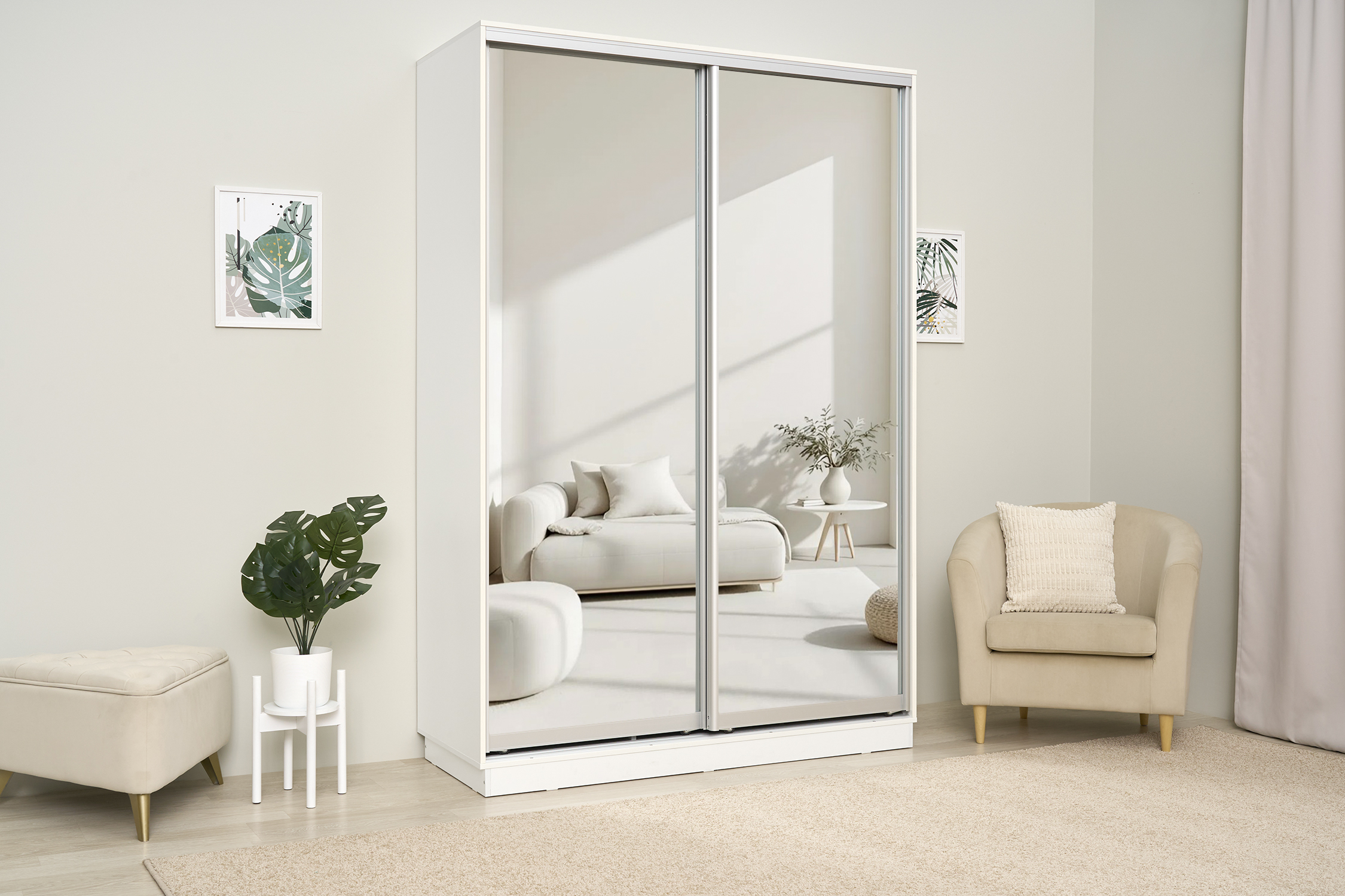 Шкаф-купе двухдверный Арго белый