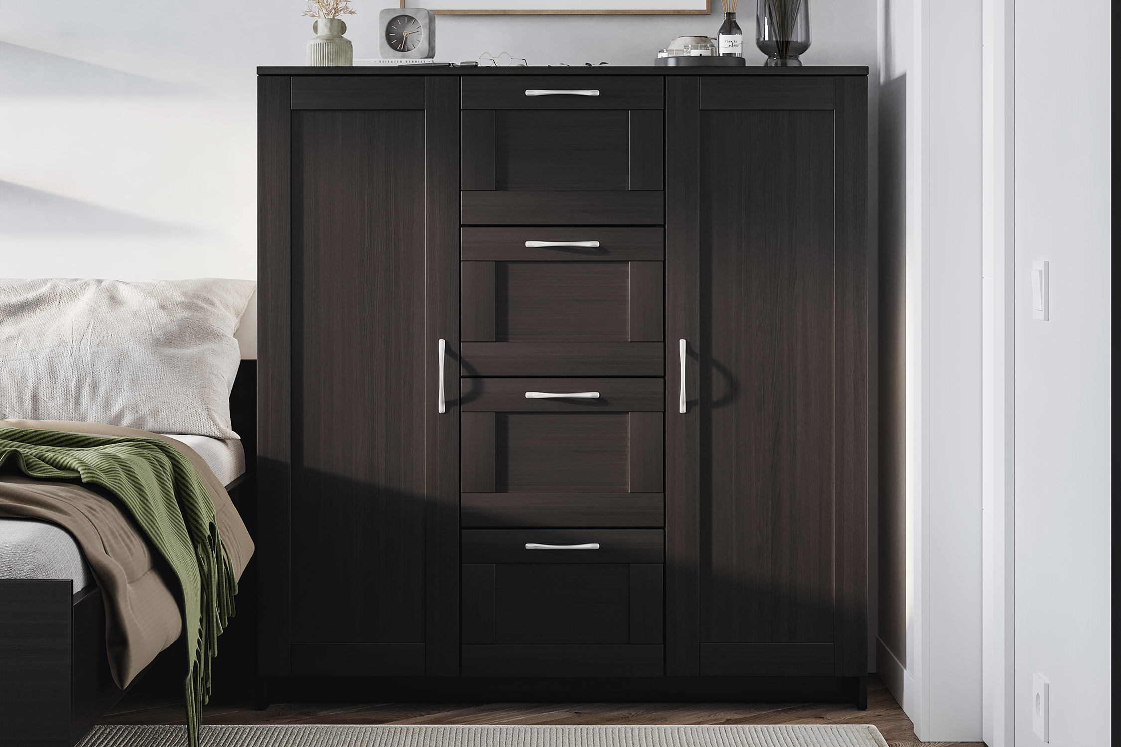 Комод с дверцами Сириус 4 ящика дуб венге