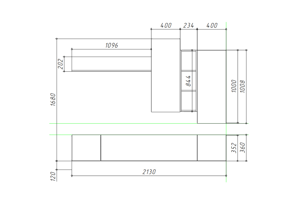 Стенка Сканди серый шифер / грин грей софт  