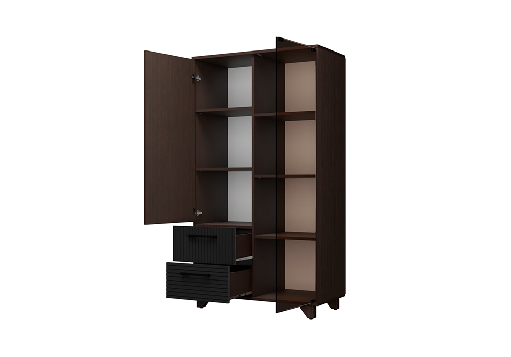 Шкаф-витрина Копенгаген венге / черный матовый