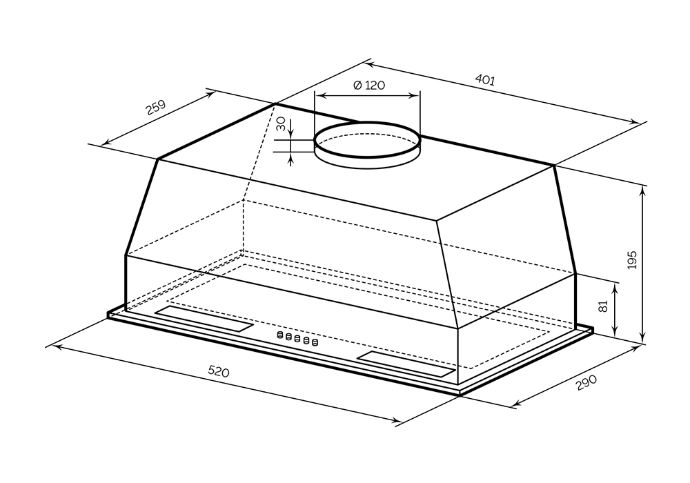 Встраиваемая вытяжка LEX HYPER 600 Light WH