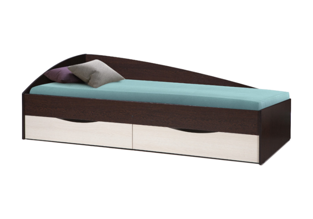 Кровать Фея-3 асимметричная венге / дуб линдберг (дуб молочный)