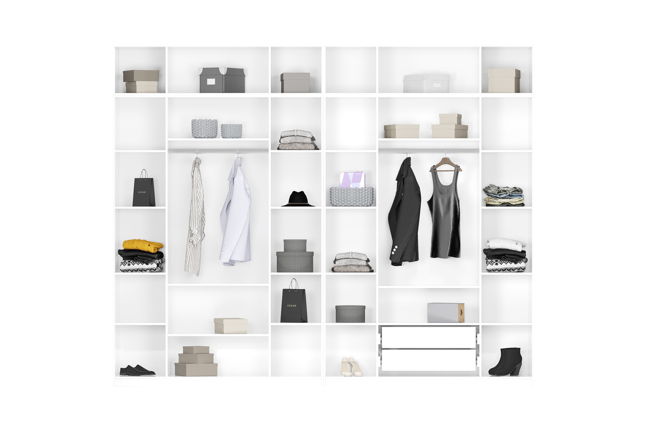 Комплект шкафов Тивина 3.2 м с антресолью белый текстурный