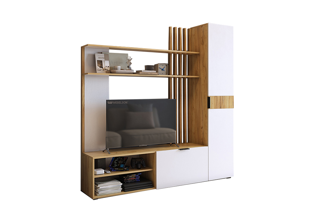 Гостиная Бери К1 дуб крафт золотой / белое дерево