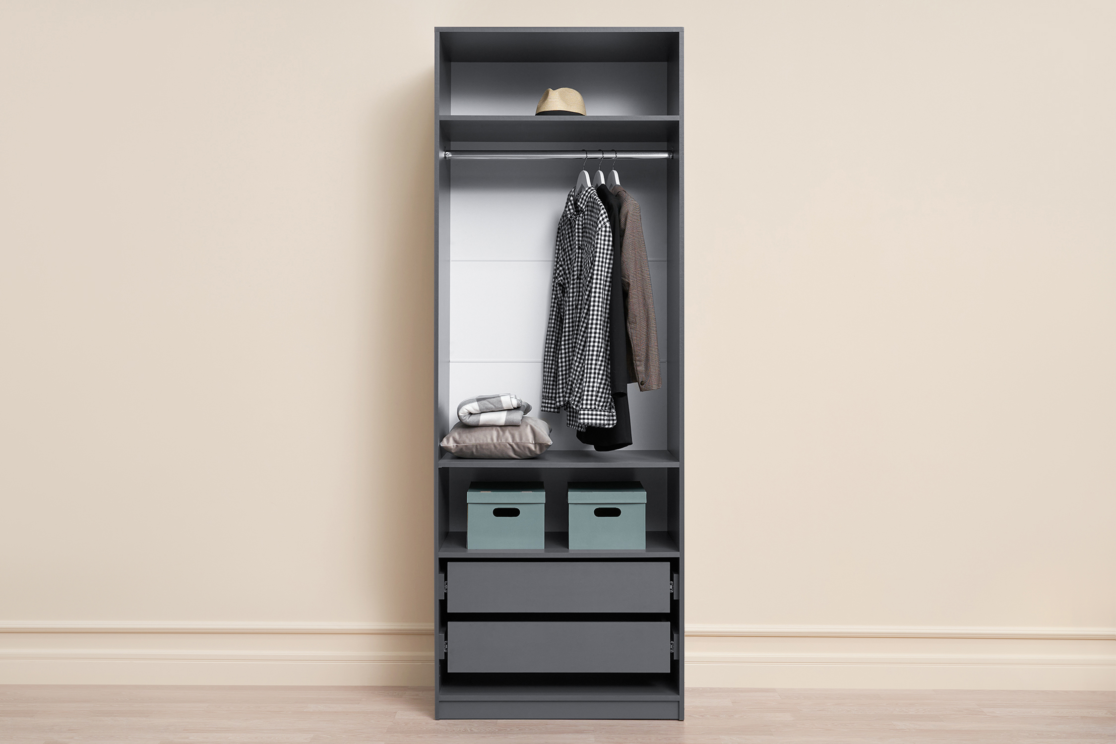 Шкаф 2-х створчатый Тивина графит серый