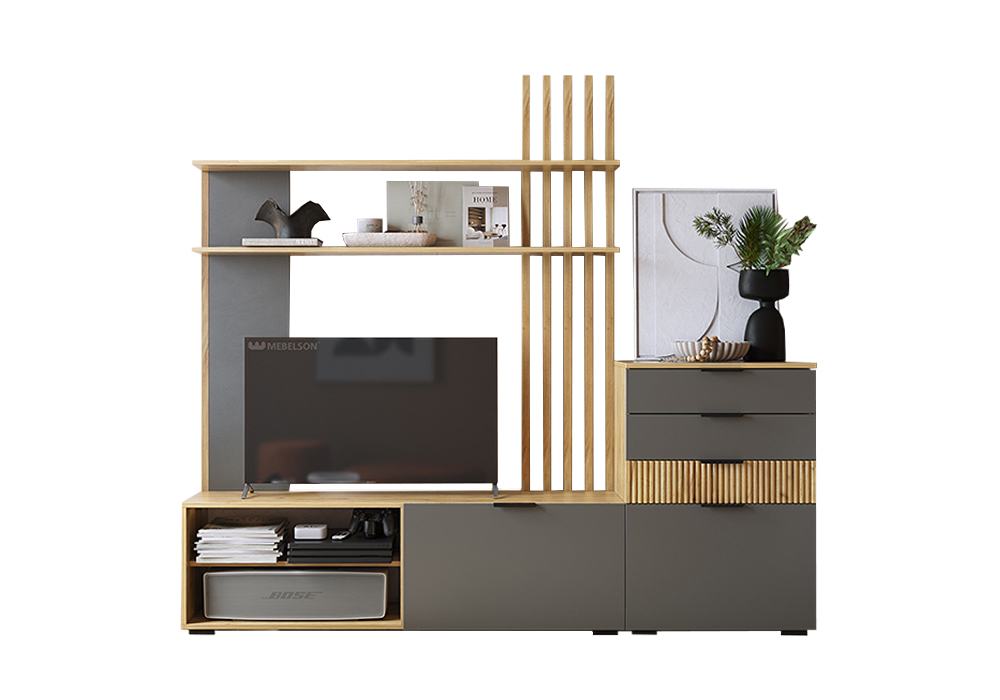 Гостиная Бери К3 дуб крафт золотой / графит