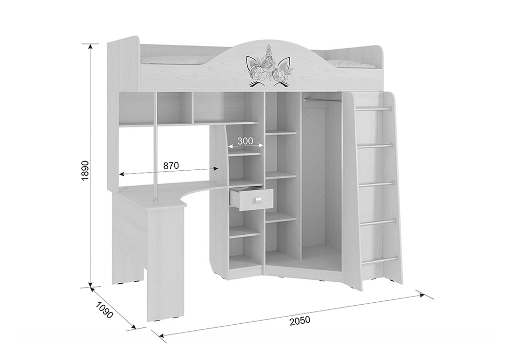 Детский комплекс Фэнтези белый рамух