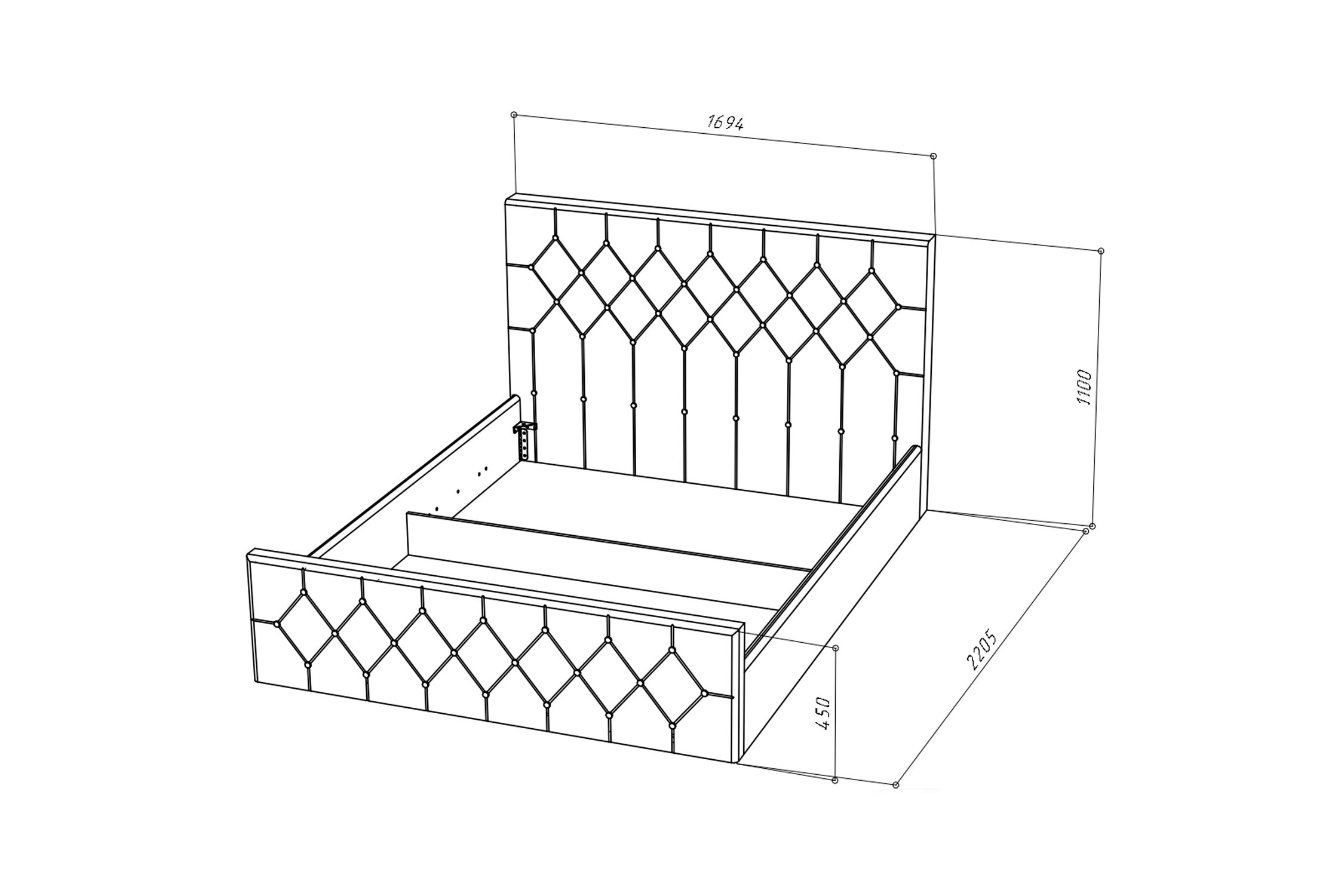 Кровать Мишель велюр бирюзовый