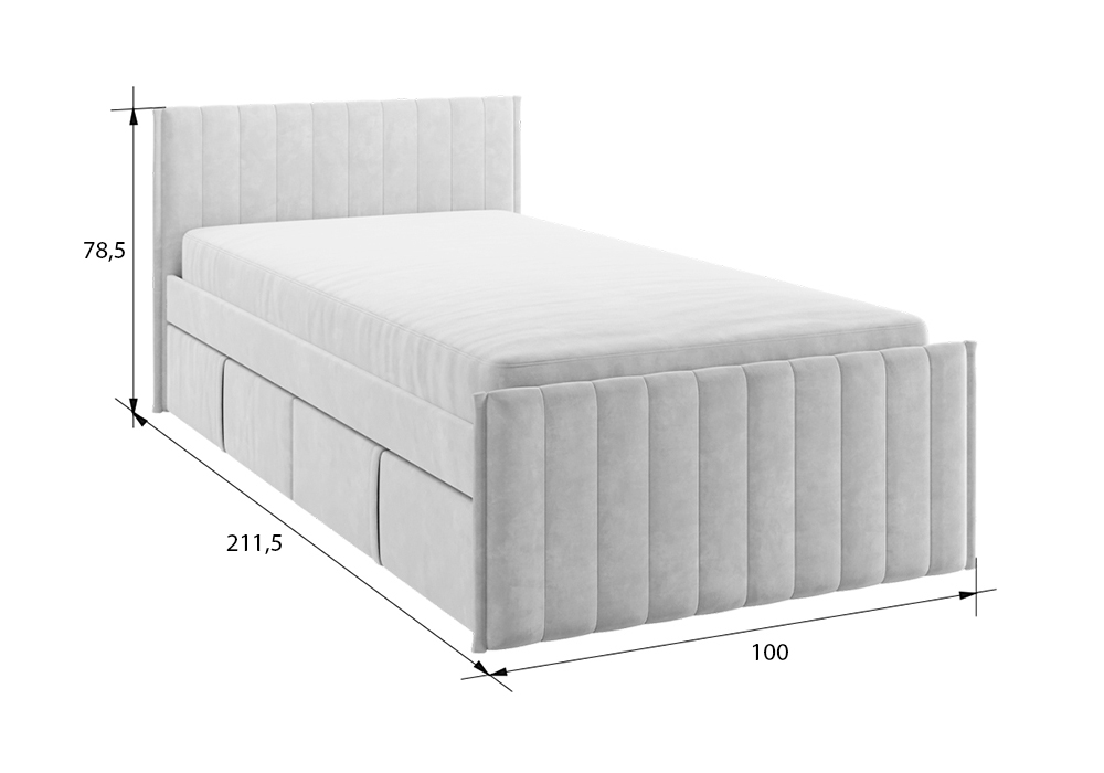 Кровать с ящиками Твикс велюр нежно-розовый