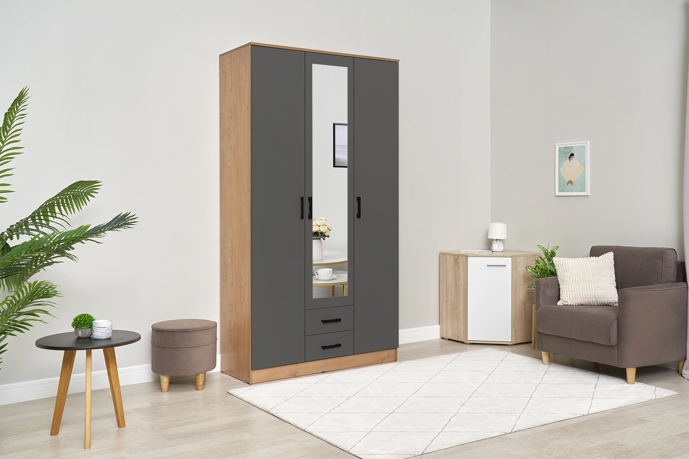Шкаф Трио дуб вотан / графит