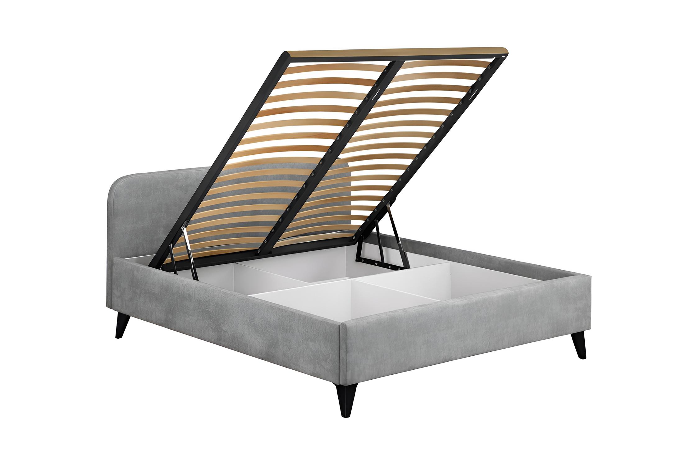 Кровать двуспальная с высокими ножками Лофт серая