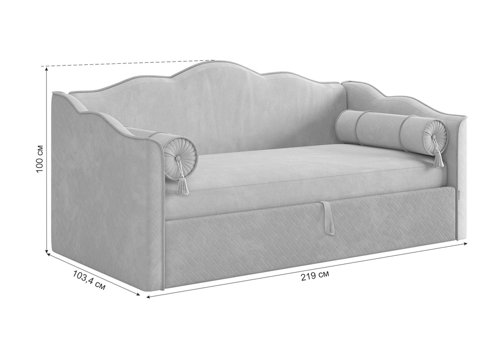 Софа Лея велюр галька / графит