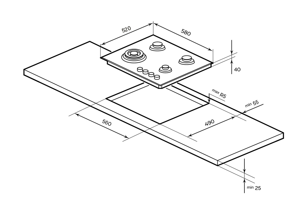 Газовая варочная панель MILLEN MGHG 602 BL