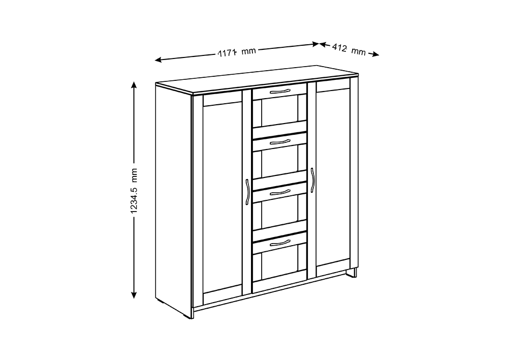 Комод с дверцами Сириус 4 ящика дуб венге