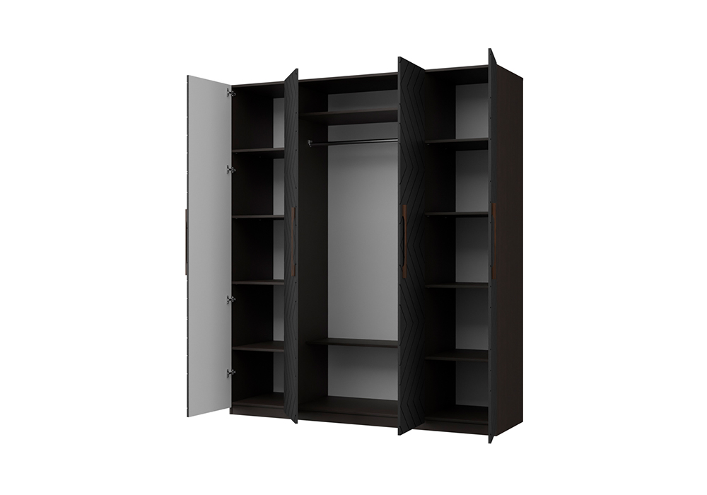 Шкаф 4-х створчатый Копенгаген венге / черный матовый