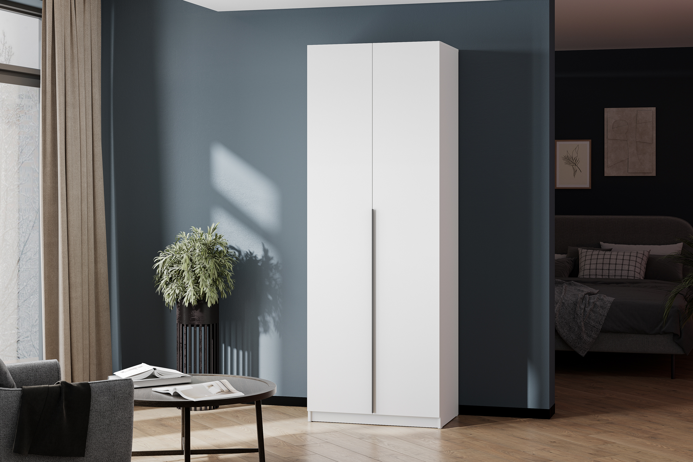 Шкаф 2-х створчатый Тивина белый текстурный