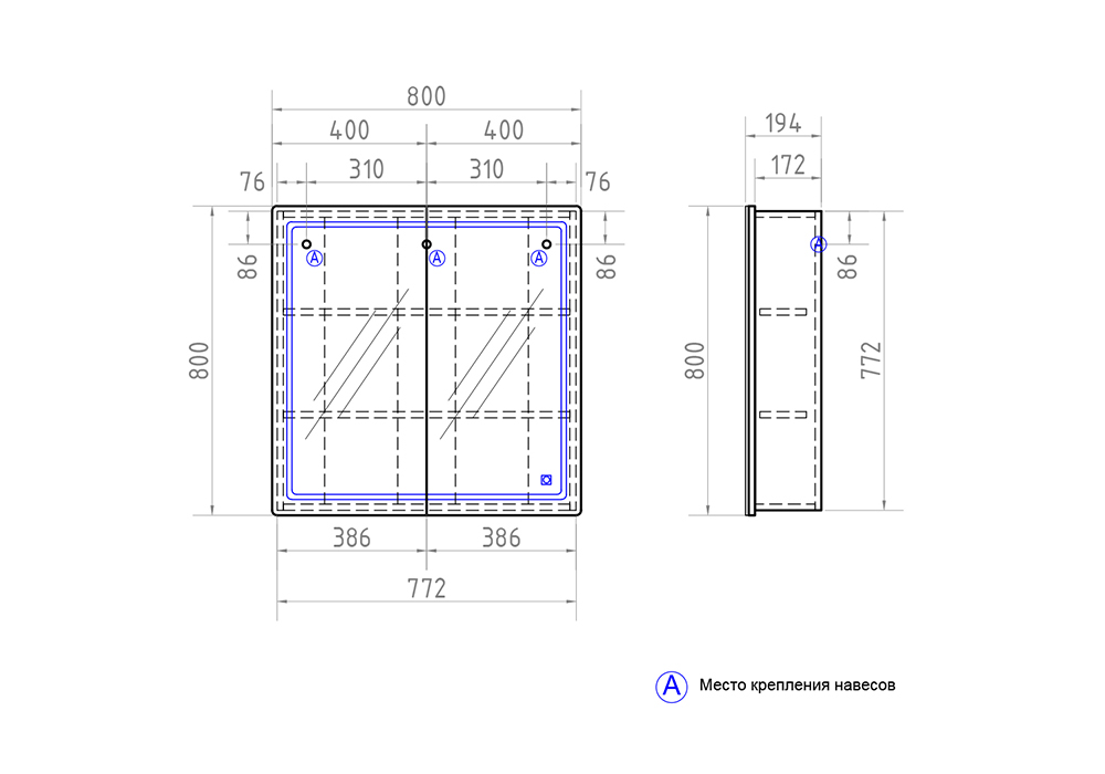 Зеркало-шкаф Geometry 80 с LED подсветкой