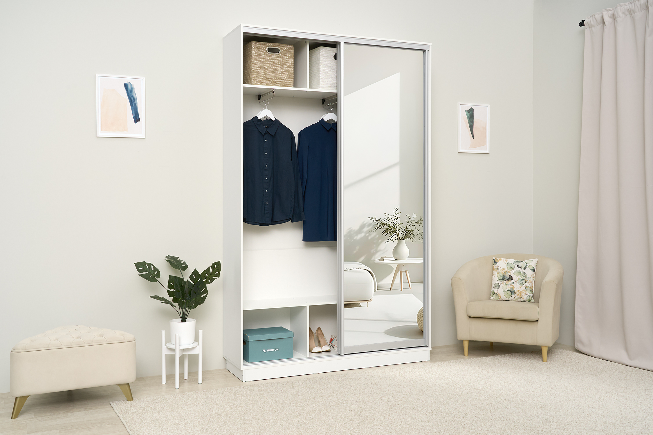 Шкаф-купе двухдверный Арго белый