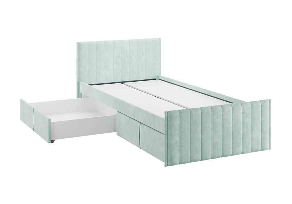 Кровать с ящиками Твикс велюр мята