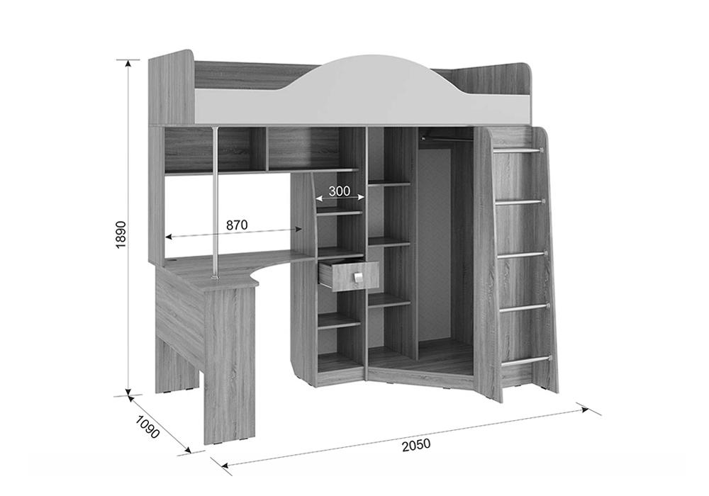 Детский комплекс Мега дуб сонома / белый
