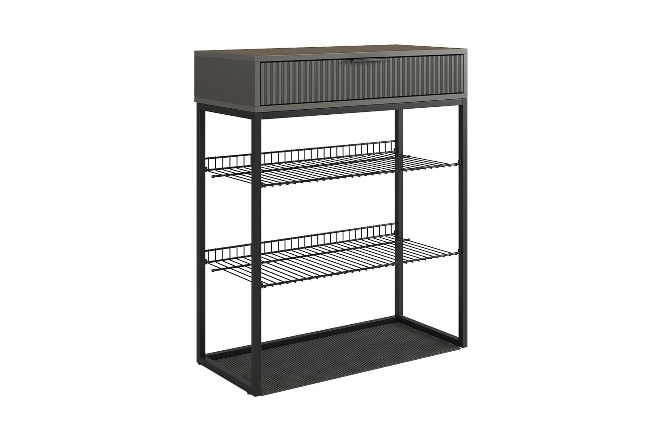 Обувница Вельвет черный муар / графит матовый