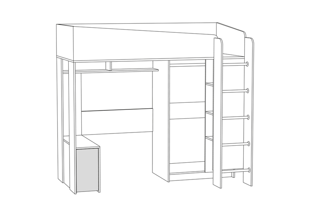 Кровать-чердак Альфа 11.20 солнечный свет / темно-серый / белый премиум / стальной серый