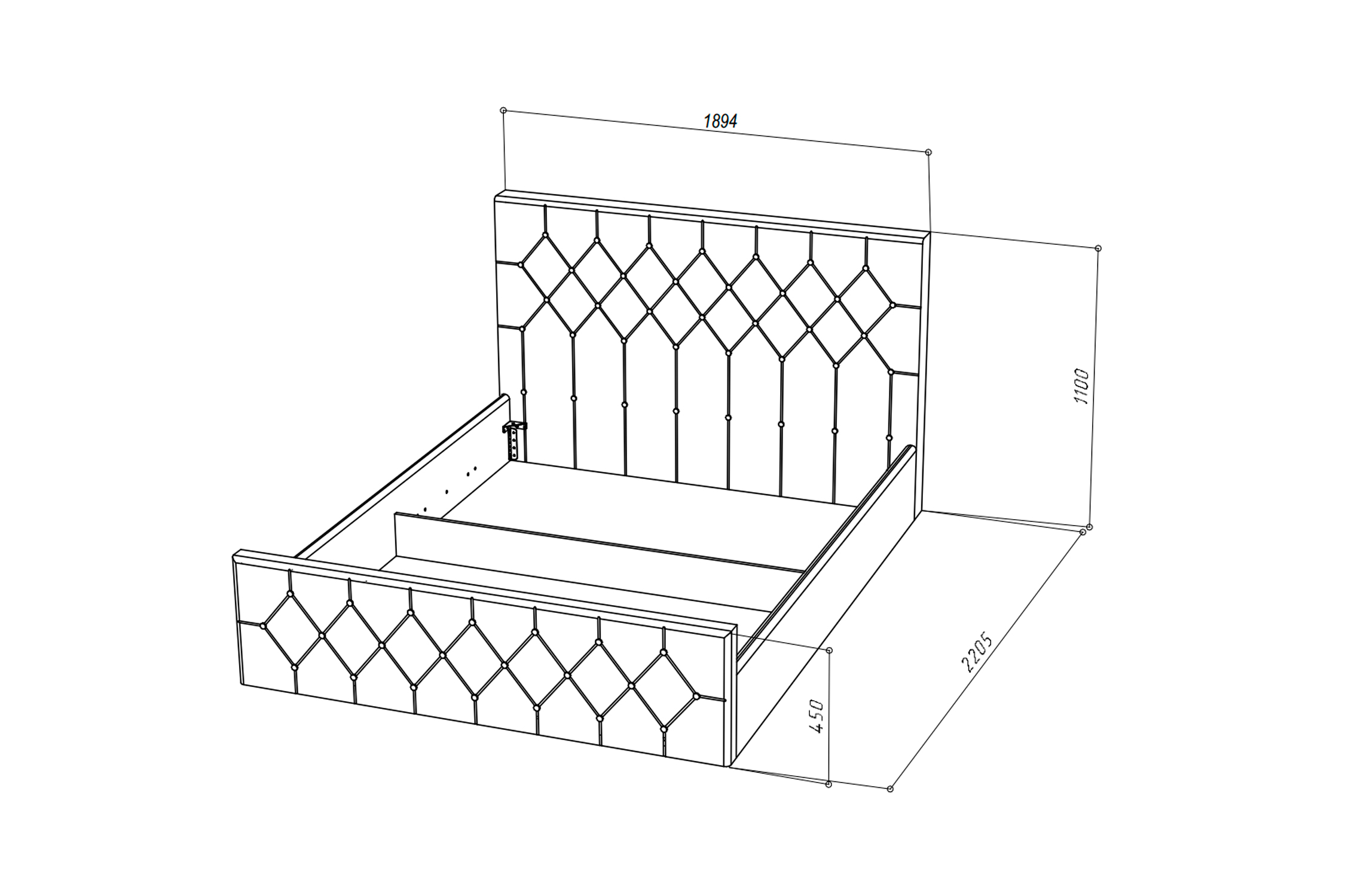 Кровать Мишель велюр бирюзовый
