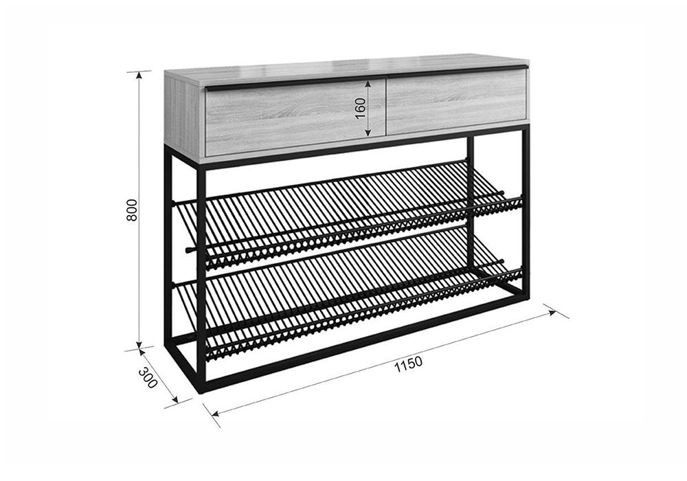 Обувница Крафт 2 черный муар / белый