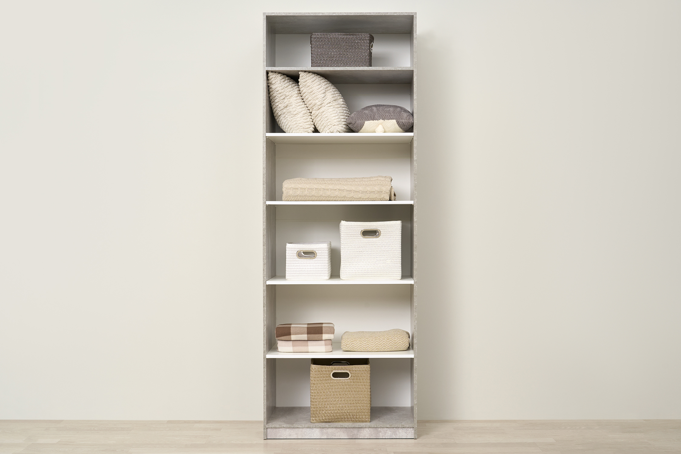 Шкаф 2-х створчатый Тивина цемент светлый / белый шагрень