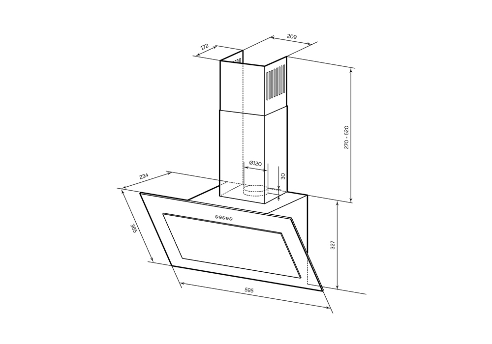 Наклонная вытяжка LEX MIO 600 BLACK