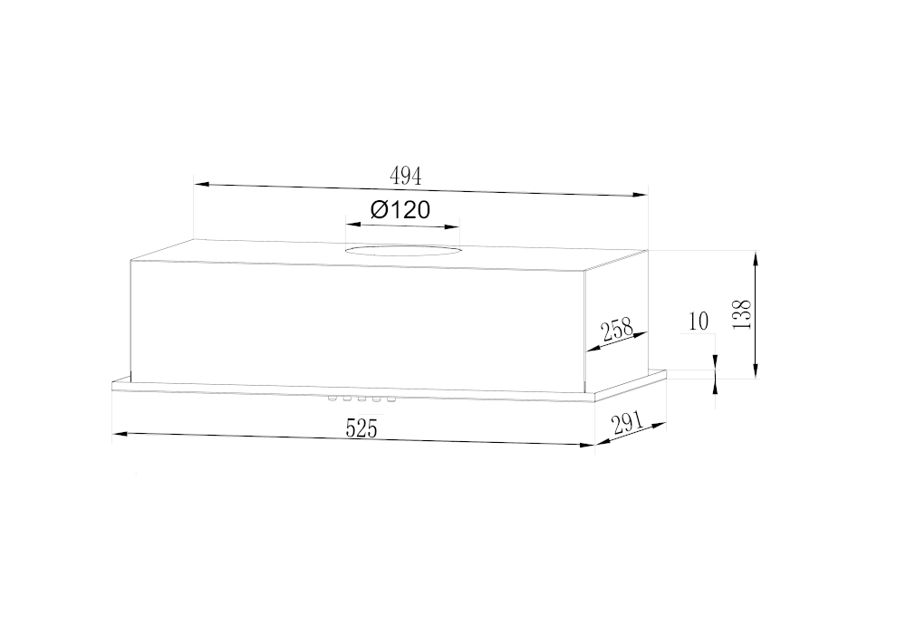 Встраиваемая вытяжка GS BLOC LIGHT 600 INOX