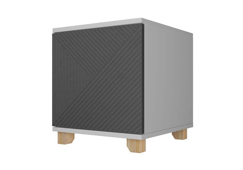 Тумба прикроватная со створкой Копенгаген белая / серый графит