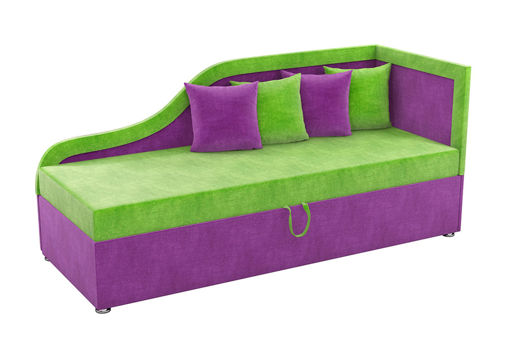 Детский диван Дюна микровельвет зеленый / фиолетовый