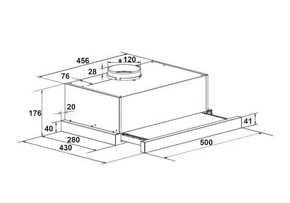 Встраиваемая вытяжка HUBBLE 500 INOX