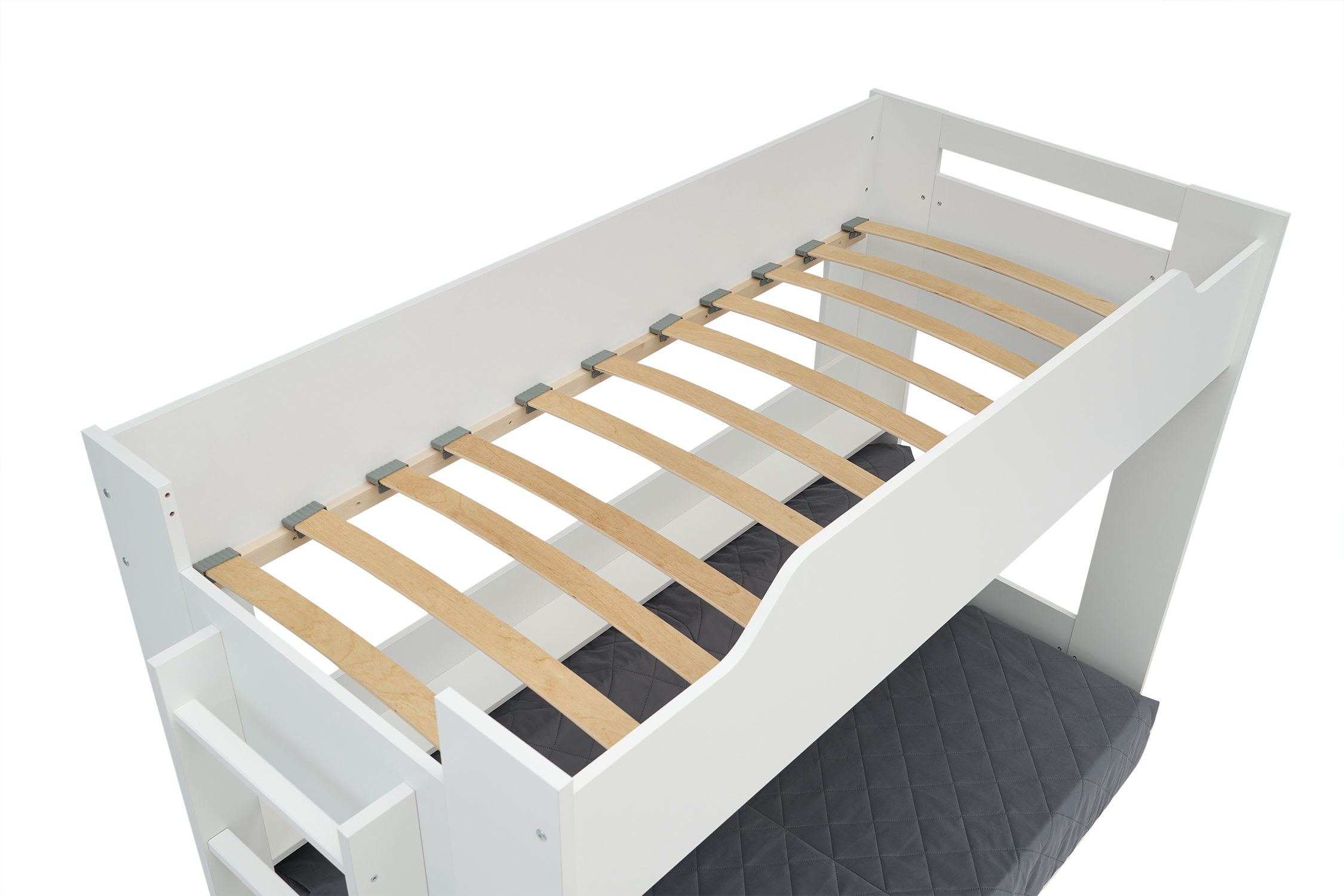 Двухъярусная кровать с диван-кроватью темно-серый / белый