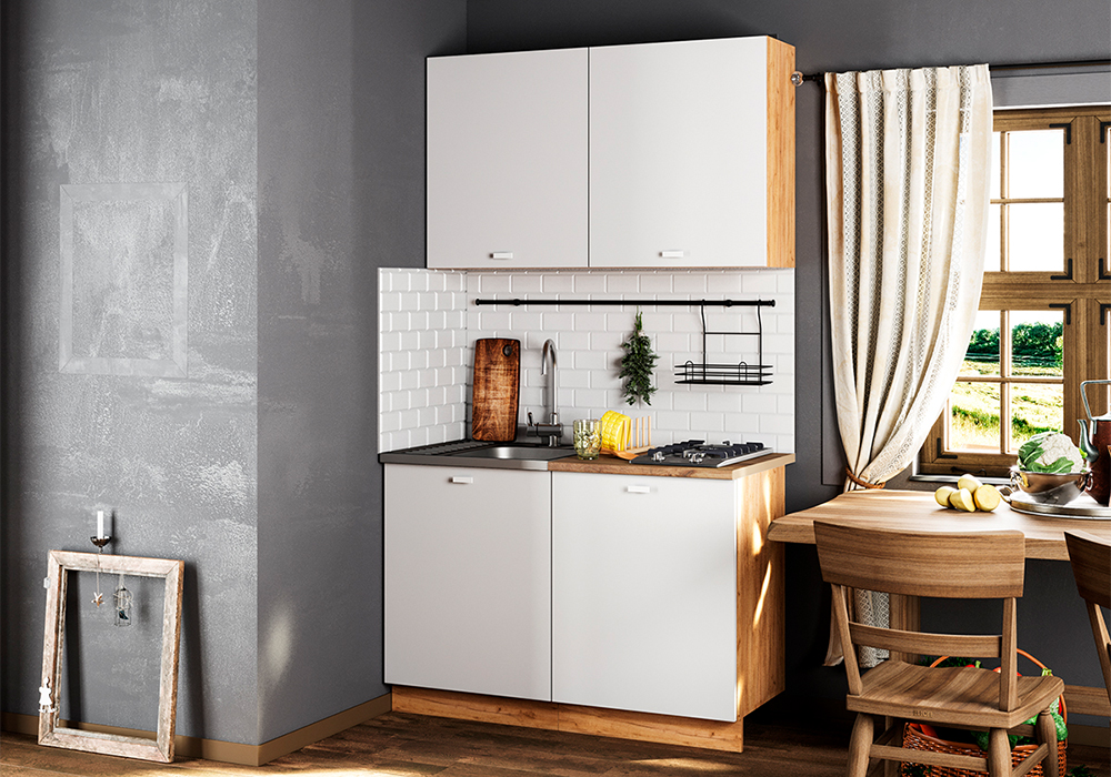 Кухня Дана 1.2 м дуб крафт золотой / белый