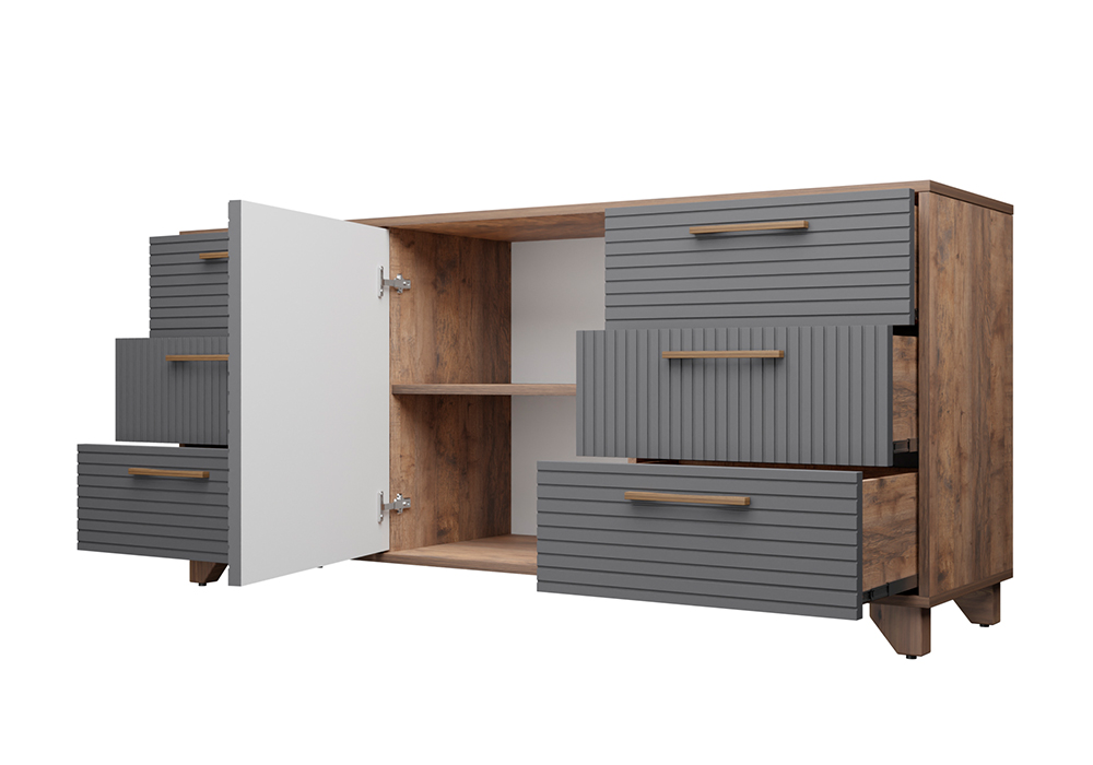 Комод Копенгаген дуб самдал / серый графит