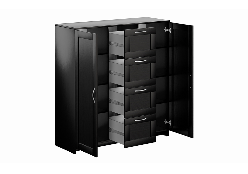 Комод с дверцами Сириус 4 ящика дуб венге