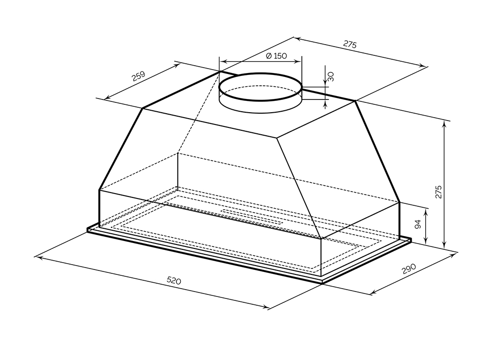 Встраиваемая вытяжка LEX HYPER 600 GS BL