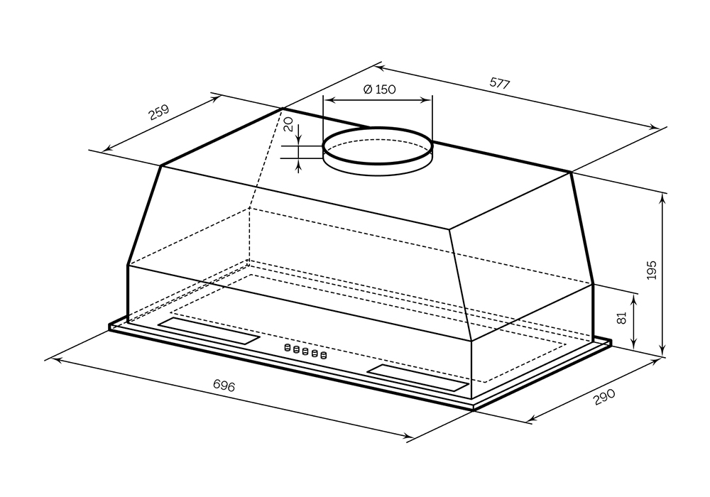 Встраиваемая вытяжка LEX HYPER 900 BL