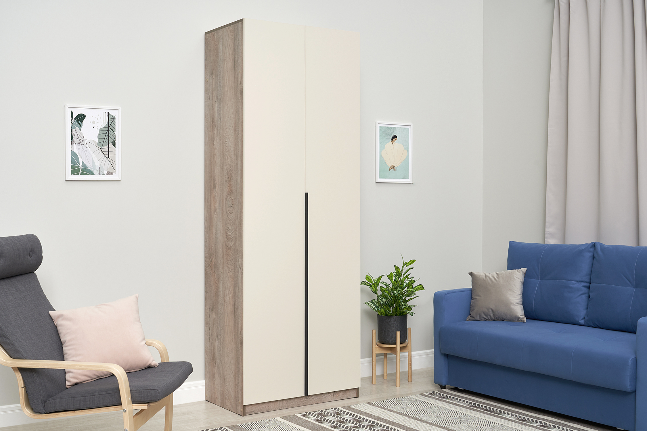 Шкаф 2-х створчатый Тивина эндгрейн / меланж