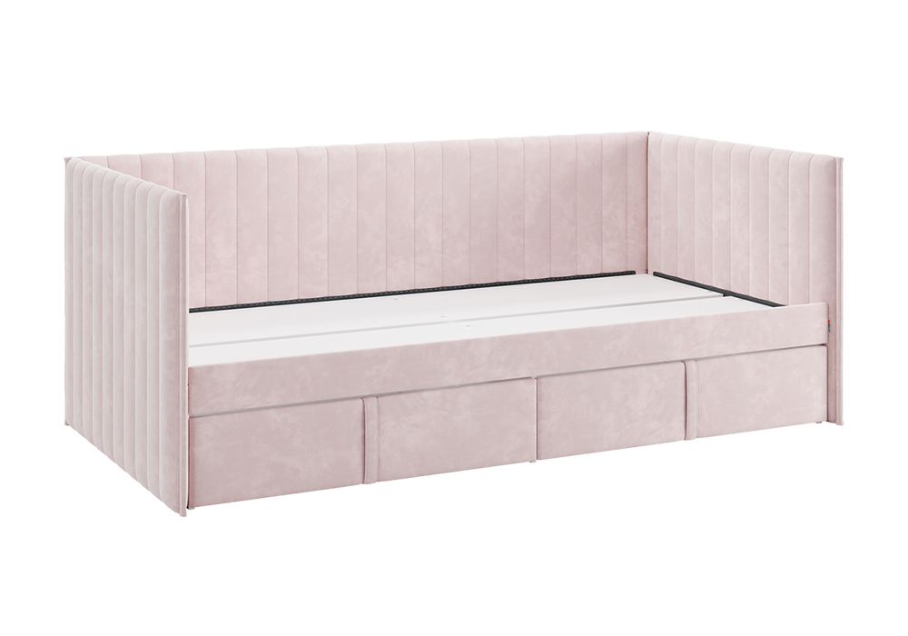 Софа с ящиками Твикс велюр нежно-розовый