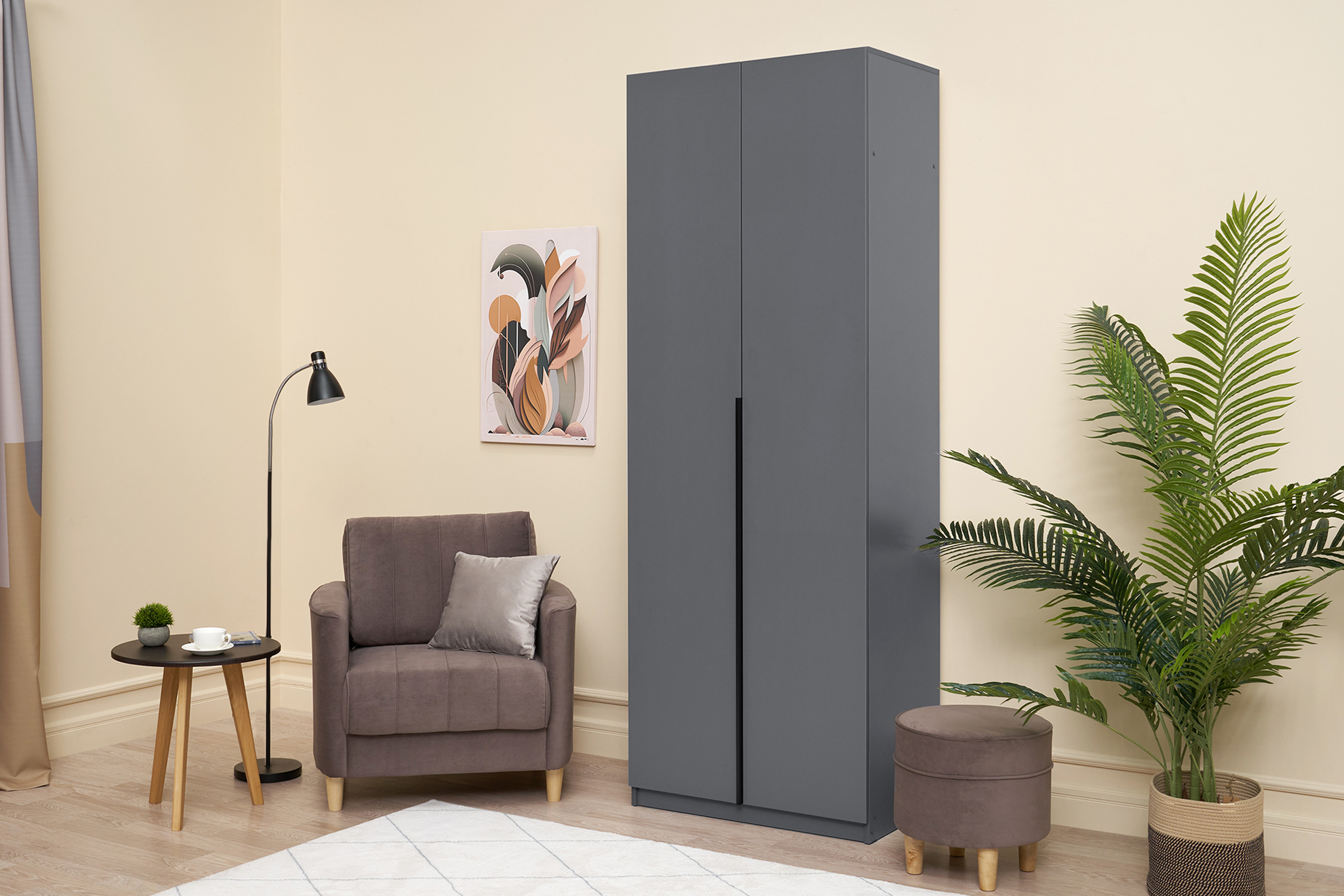 Шкаф 2-х створчатый Тивина графит серый