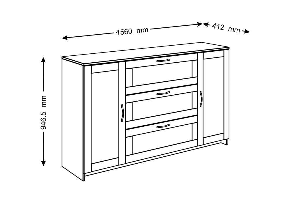Комод с дверцами Сириус 3 ящика белый