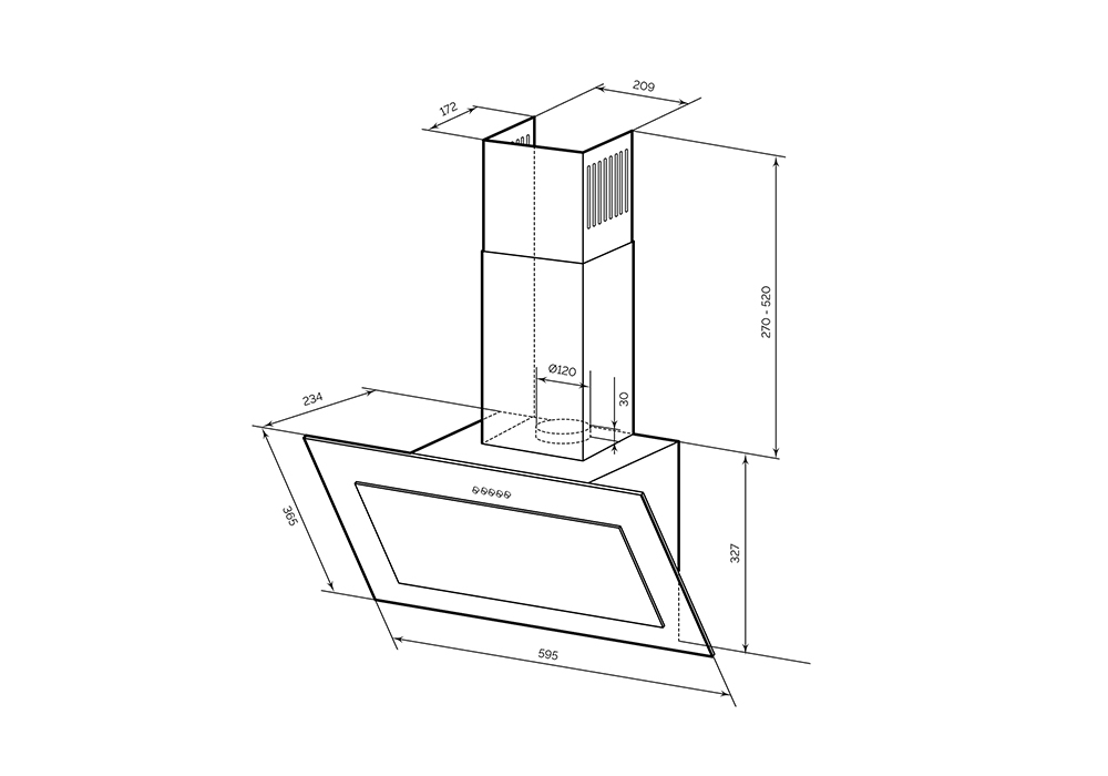 Наклонная вытяжка LEX MIO GS 600 BLACK