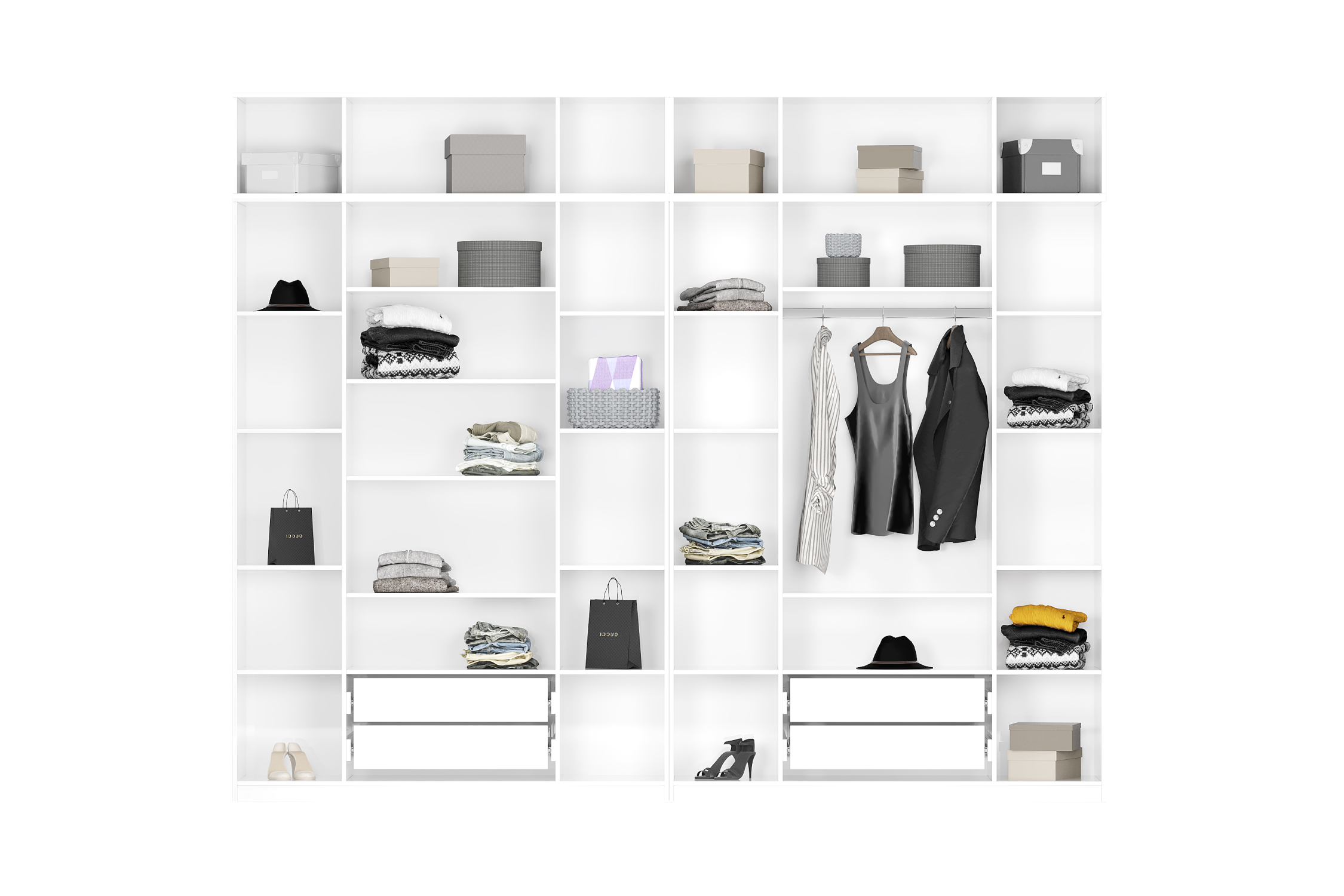 Комплект шкафов Тивина 3.2 м с антресолью белый текстурный