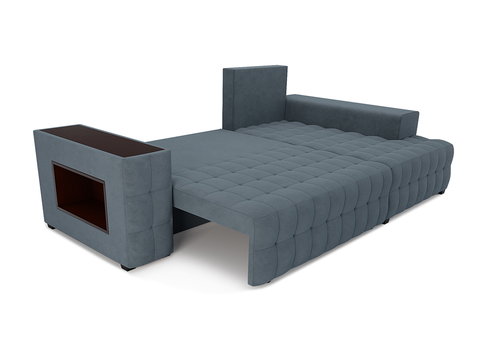 Диван угловой еврокнижка Мадрид велюр серо-синий