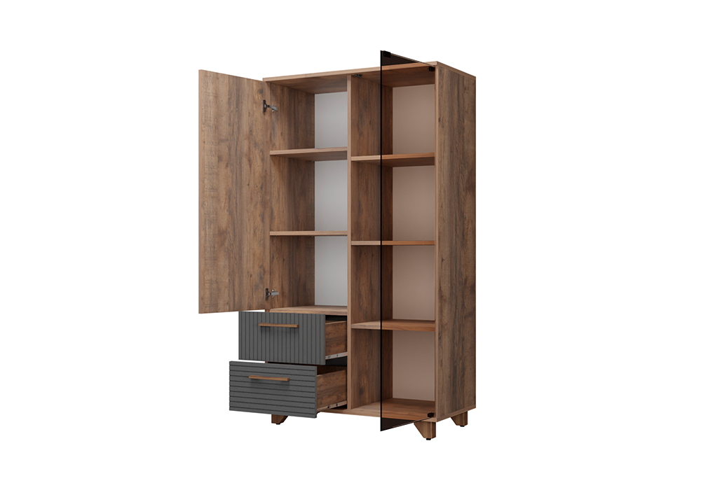 Шкаф-витрина Копенгаген дуб самдал / серый графит